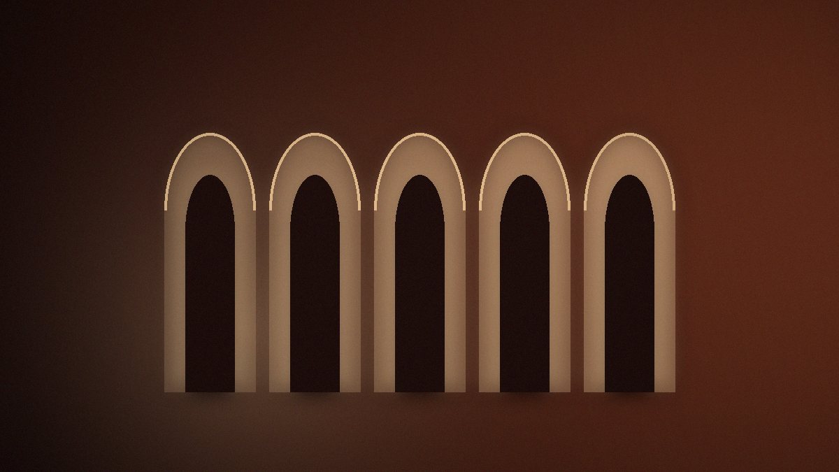 Ilustrim abstrakt: harqe arkitektonike në tone të ngrohta
