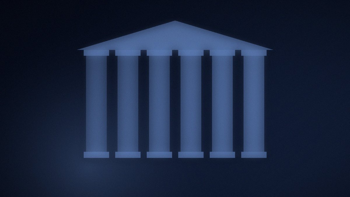 Ilustrim abstrakt: kolona institucionale me një timpan