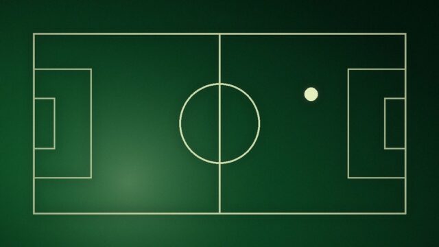 Ilustrim abstrakt: fushë futbolli e parë nga lart