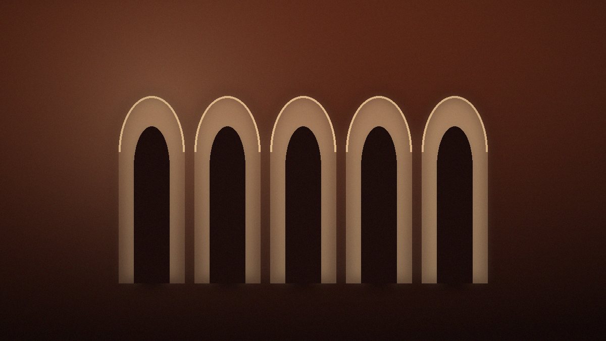 Ilustrim abstrakt: harqe arkitektonike në tone të ngrohta