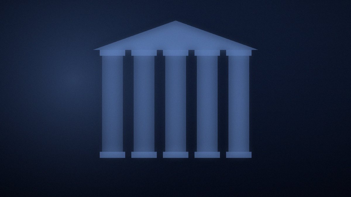 Ilustrim abstrakt: kolona institucionale me një timpan