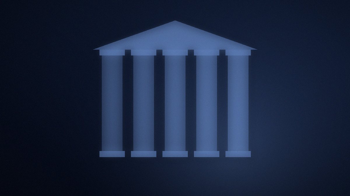 Ilustrim abstrakt: kolona institucionale me një timpan